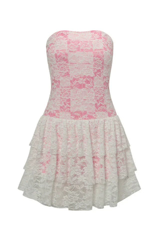 three-layer white lace dress