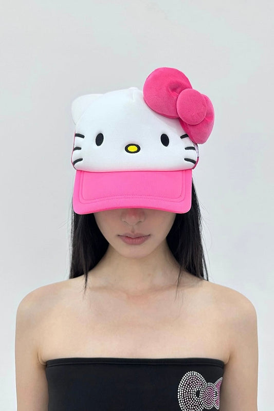embroidered KITTY print baseball cap