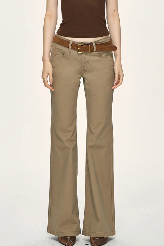 Khaki micro flared jeans