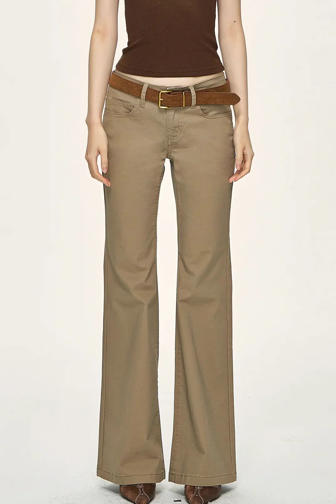 Khaki bootcut jeans