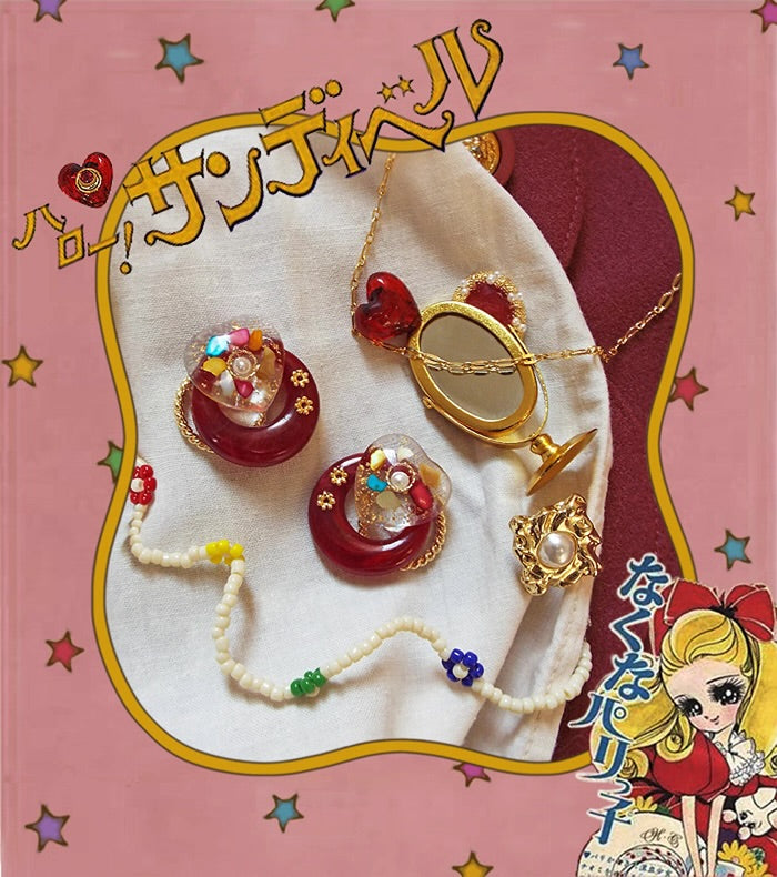 Sailor Moon Ruby Transformer Earrings Pretty Girl Warrior Moon Hare