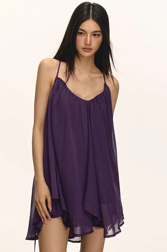 Chiffon cami mini dress Purple