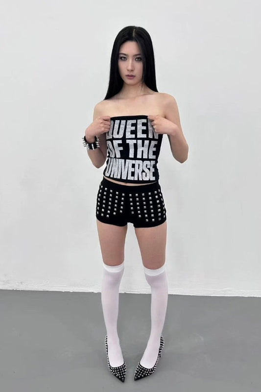 Low Waist Rivet Cross Shorts