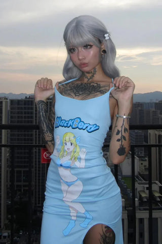 Summer Bikini Angel Girl Blue Dress