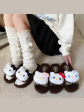 Brown Hello Kitty Plush Slippers