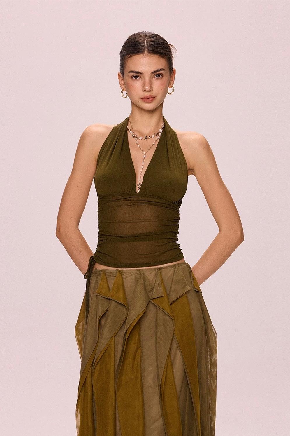 Mesh halter top green