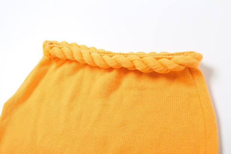 knitted beaded set yellow