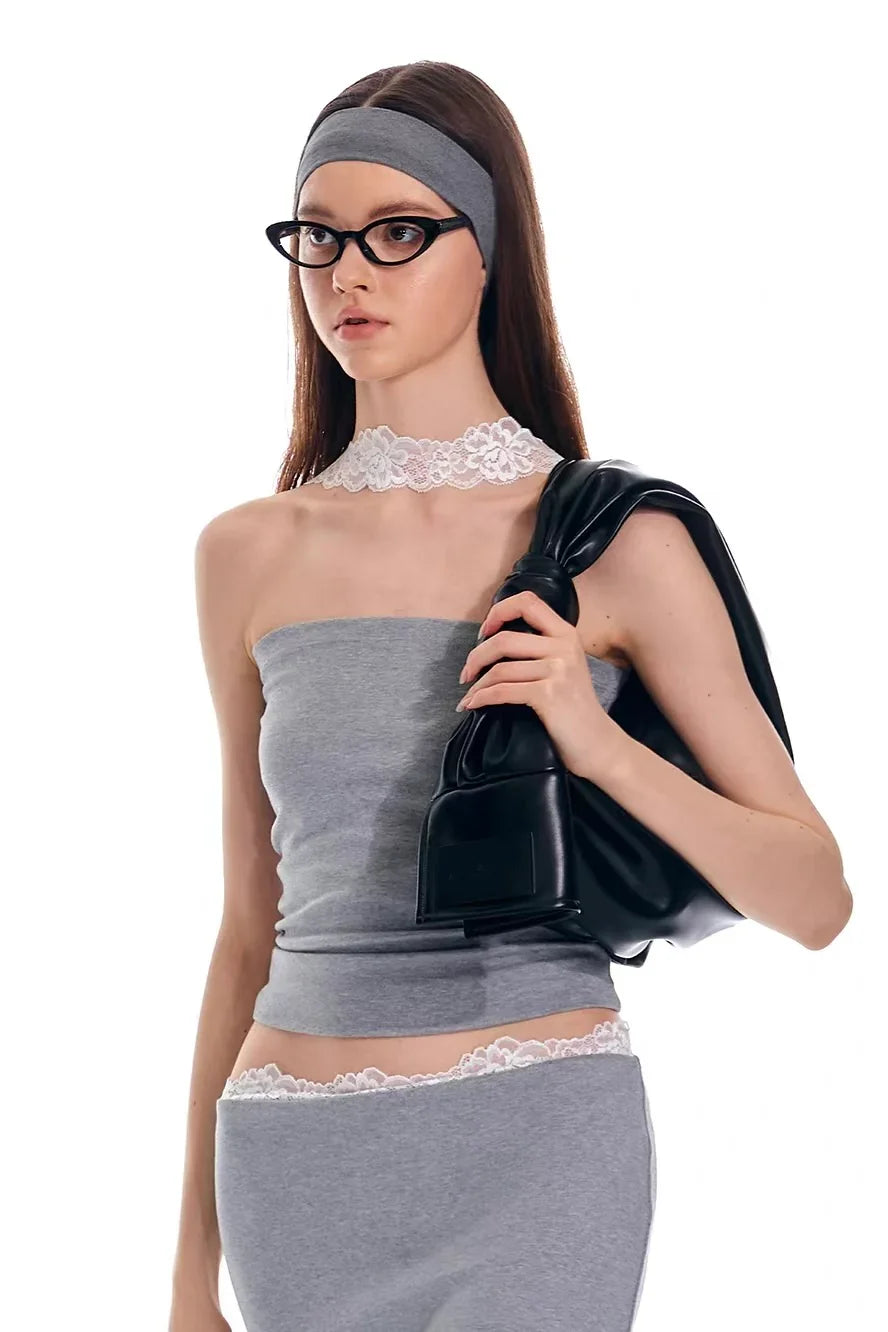 Lace neck hanging top