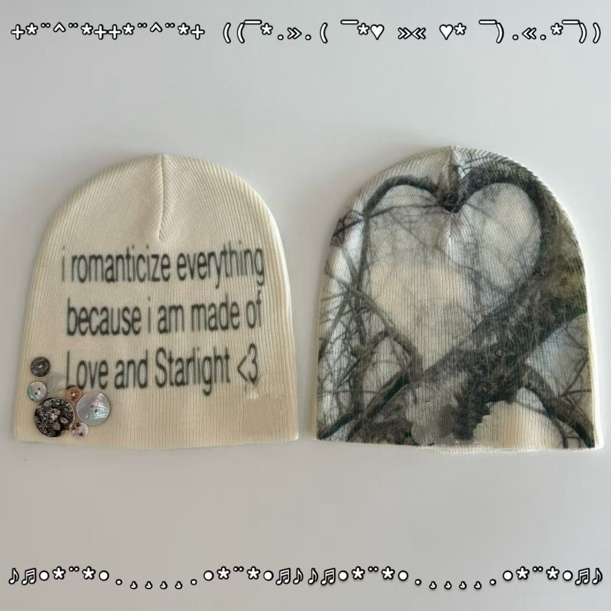 Handmade Shell Button Print Hat