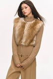 faux fur knitted spliced jacket
