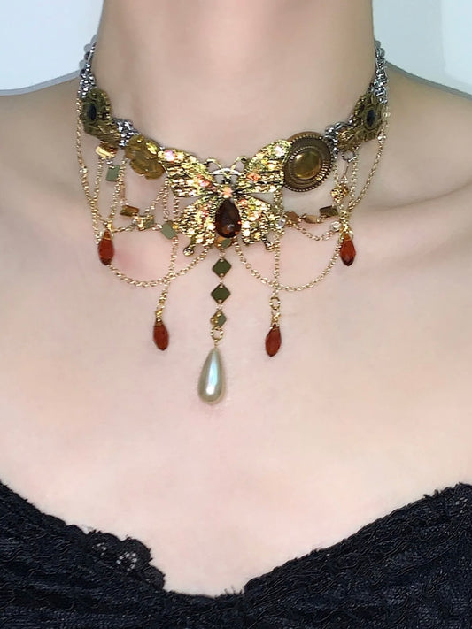 Golden Butterfly Layed Necklace