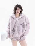 Cat ear hooded cotton jacket, cami shorts set