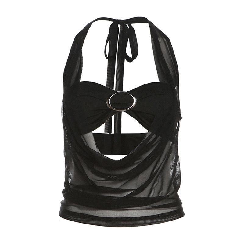 mesh tube top black