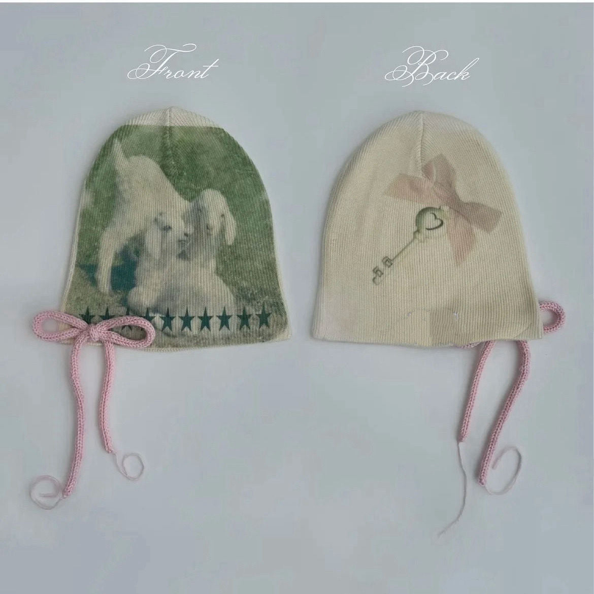 Rose Lamb Pattern Print Beanie