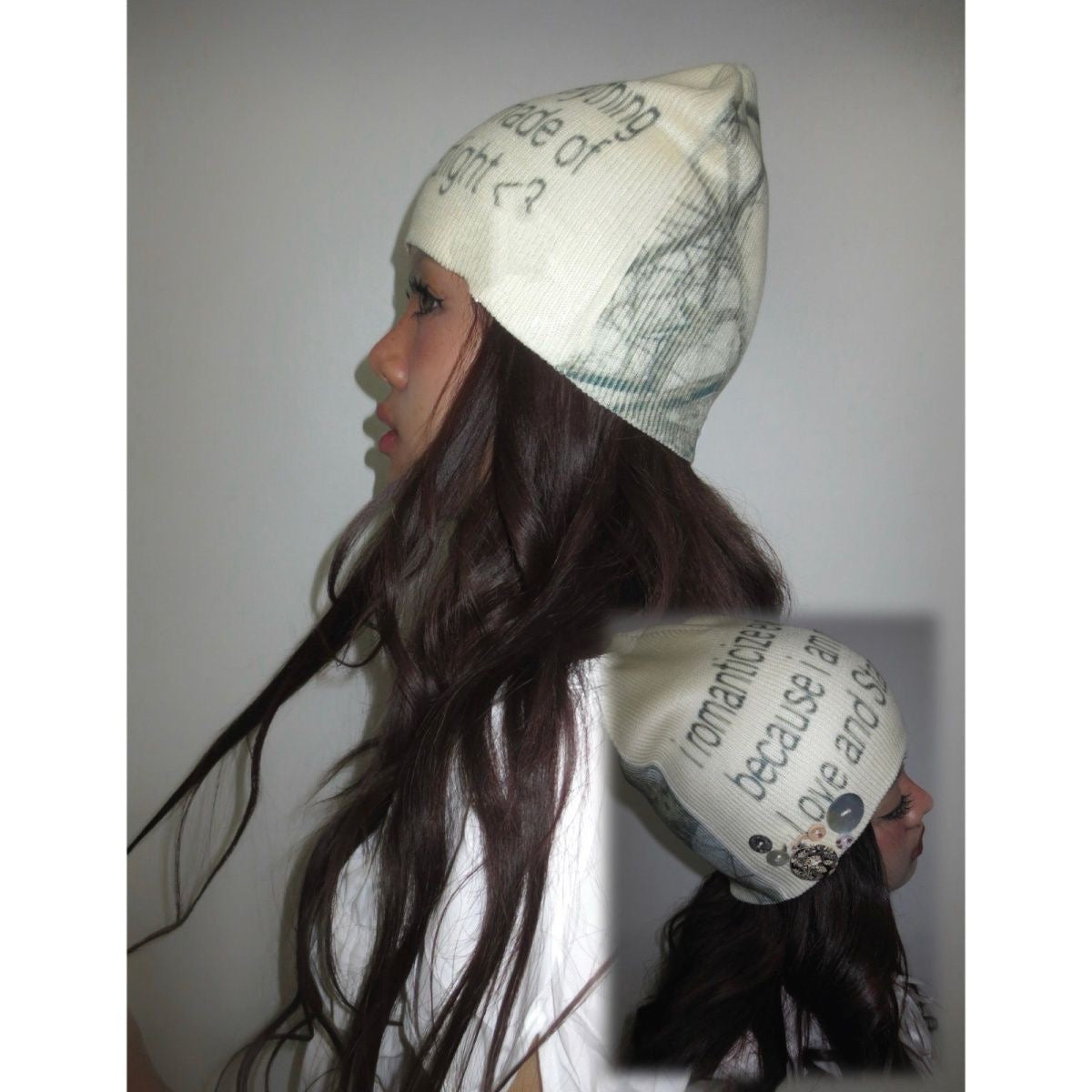 Handmade Shell Button Print Hat