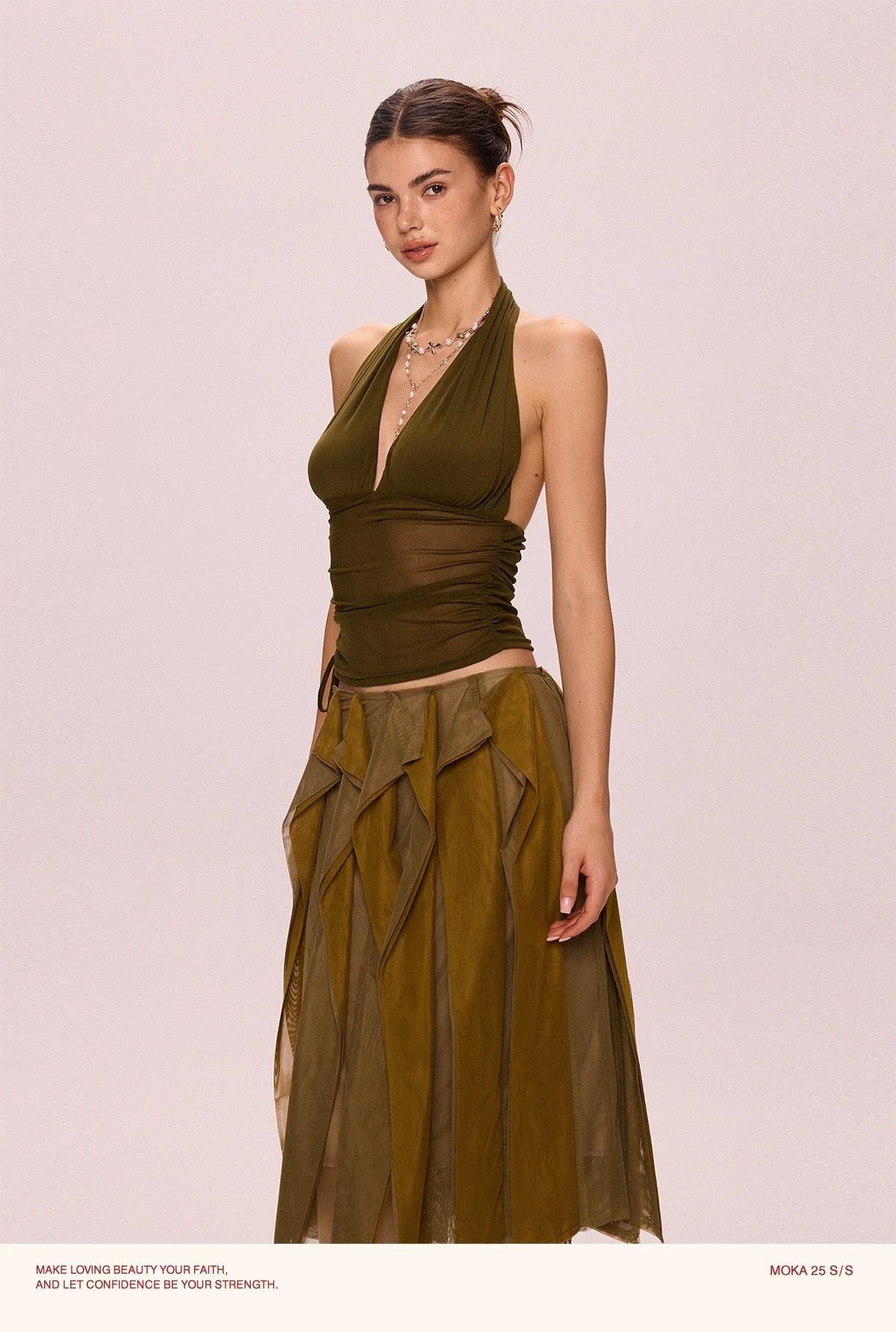 Mesh halter top green