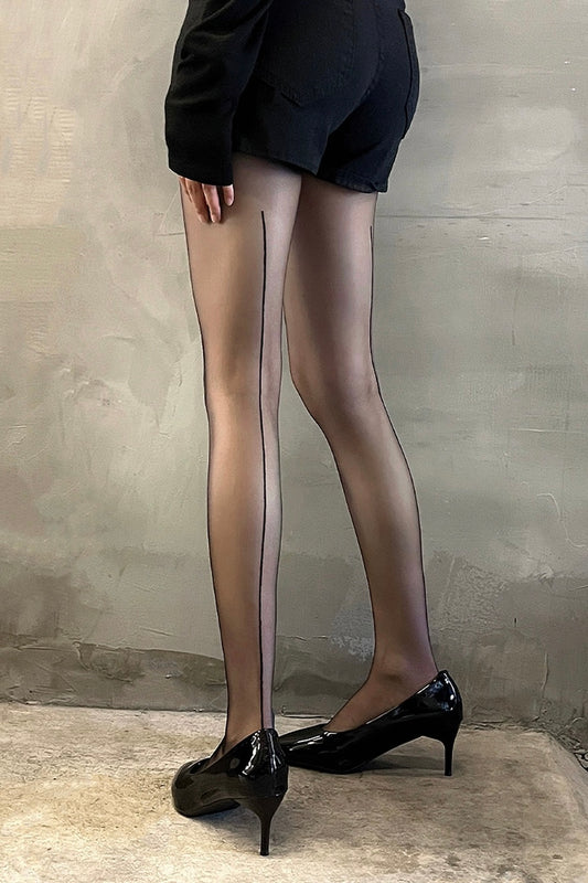 Vertical striped retro shrimp line pantyhose