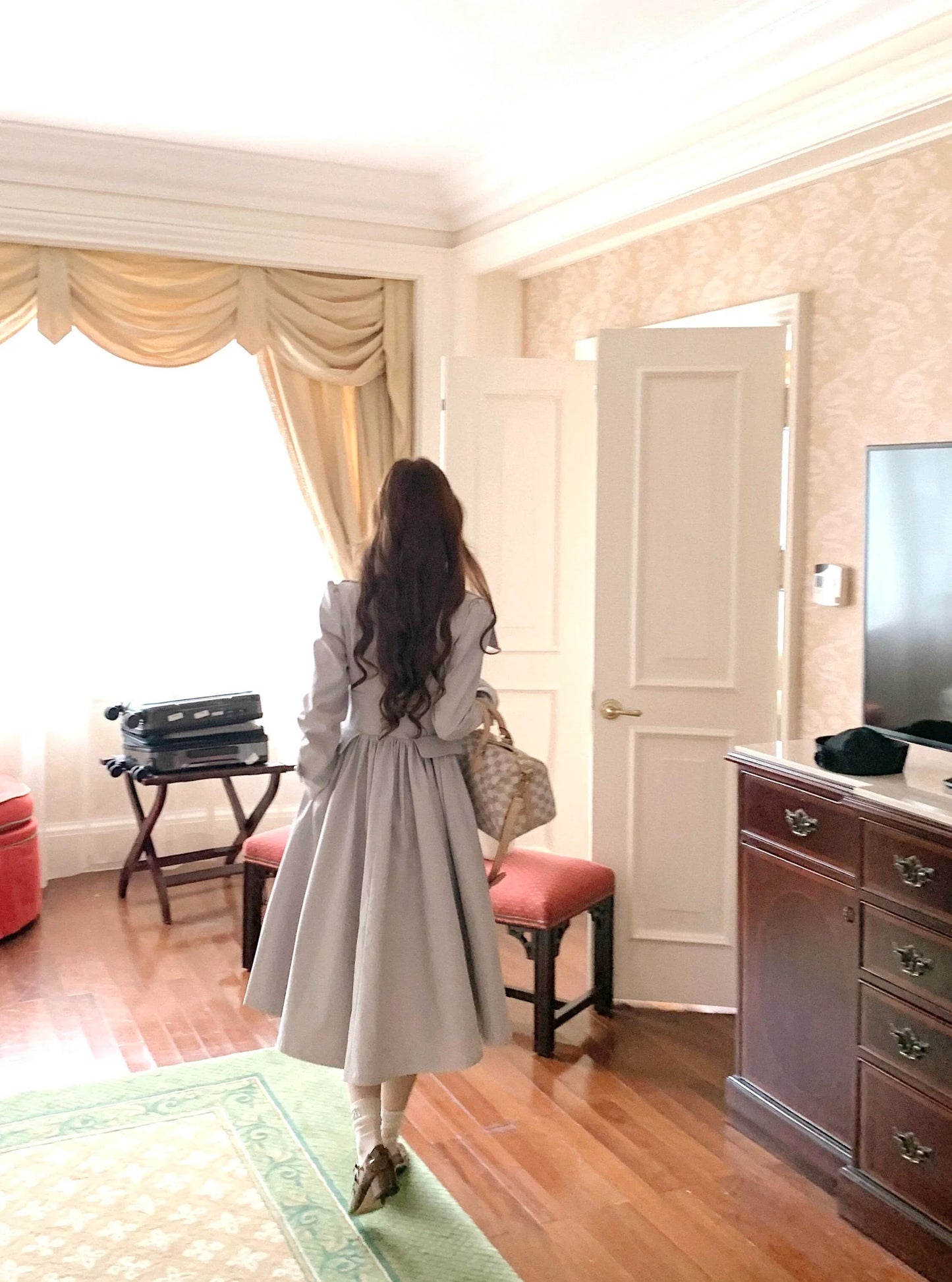 Flared Hem Grey Trench Coat