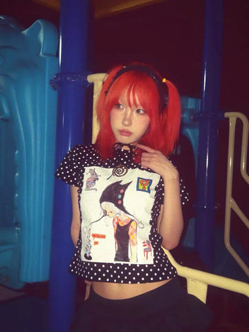 Octopus Grass Joint Die Black Polka Dot Tee