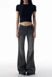 Low waisted flared bamboo striped jeans
