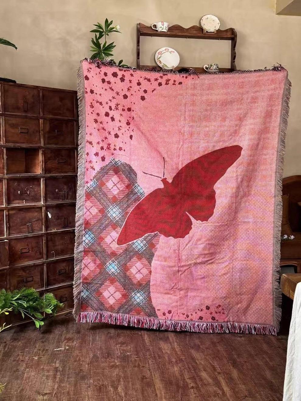 Knitted tapestry patchwork blanket