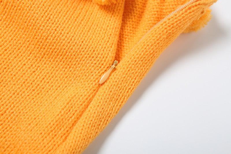 knitted beaded set yellow