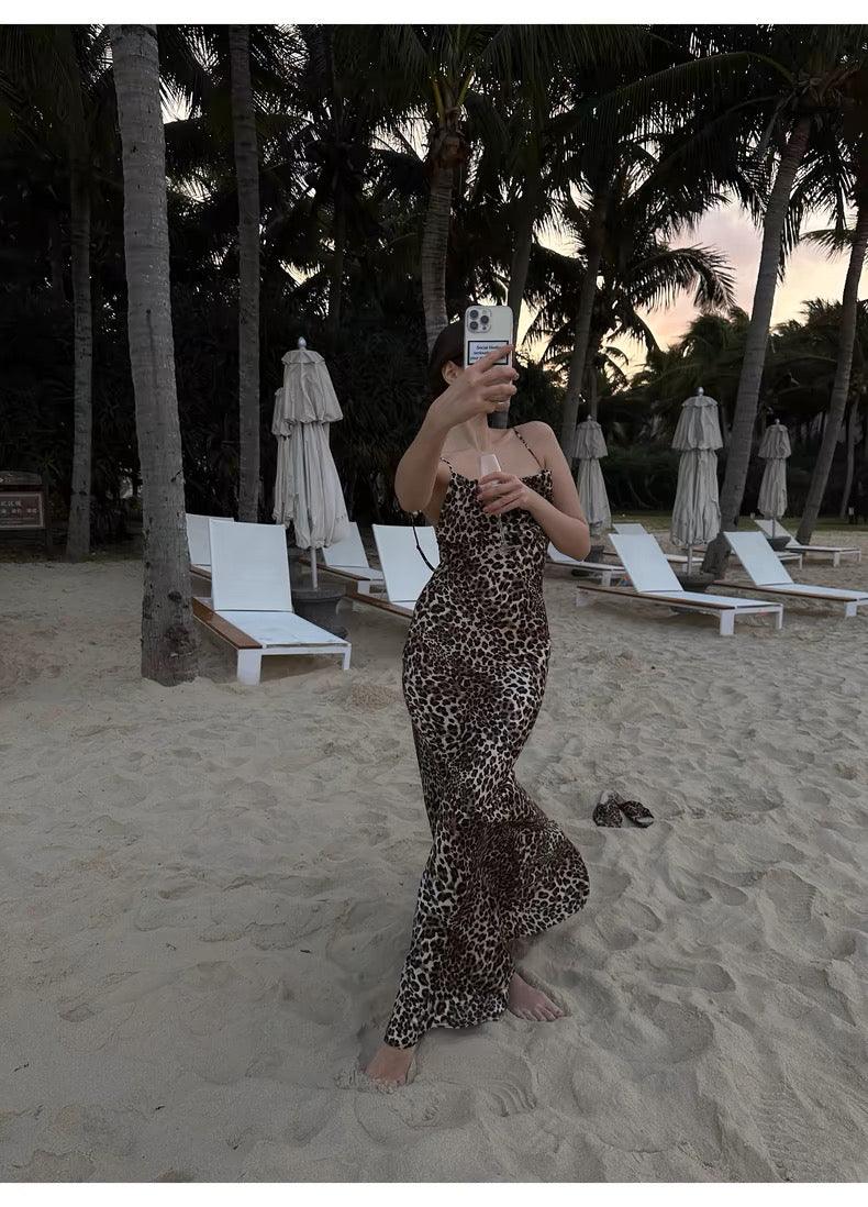 Leopard print suspender dress