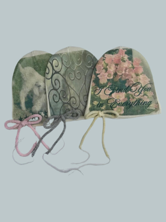 Rose Lamb Pattern Print Beanie