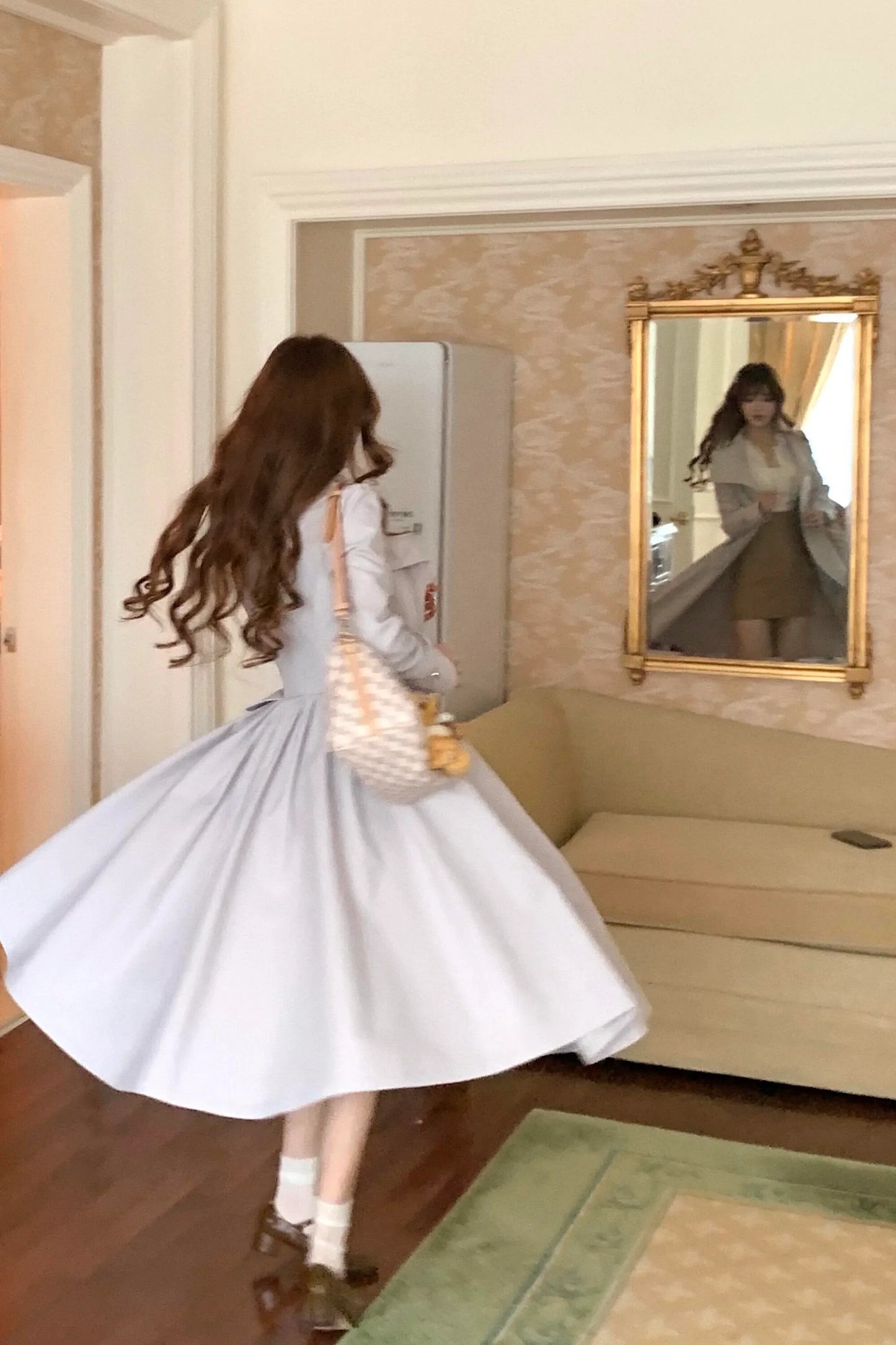 Flared Hem Grey Trench Coat