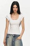Lace U-neck tee