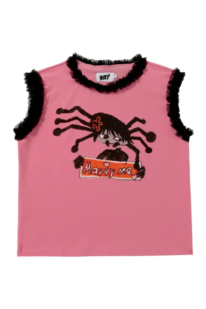 Octopus grass joint name "Marry me" pink lace Tee