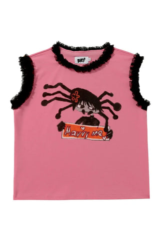 Octopus grass joint name "Marry me" pink lace Tee