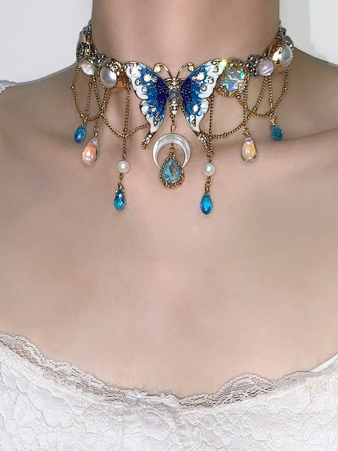 Blue Field "Blue Titanium Steel Necklace