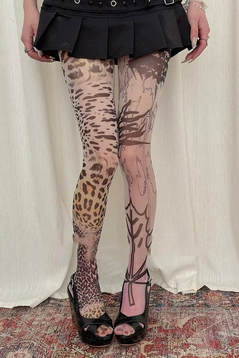 Subcultural leopard print stockings
