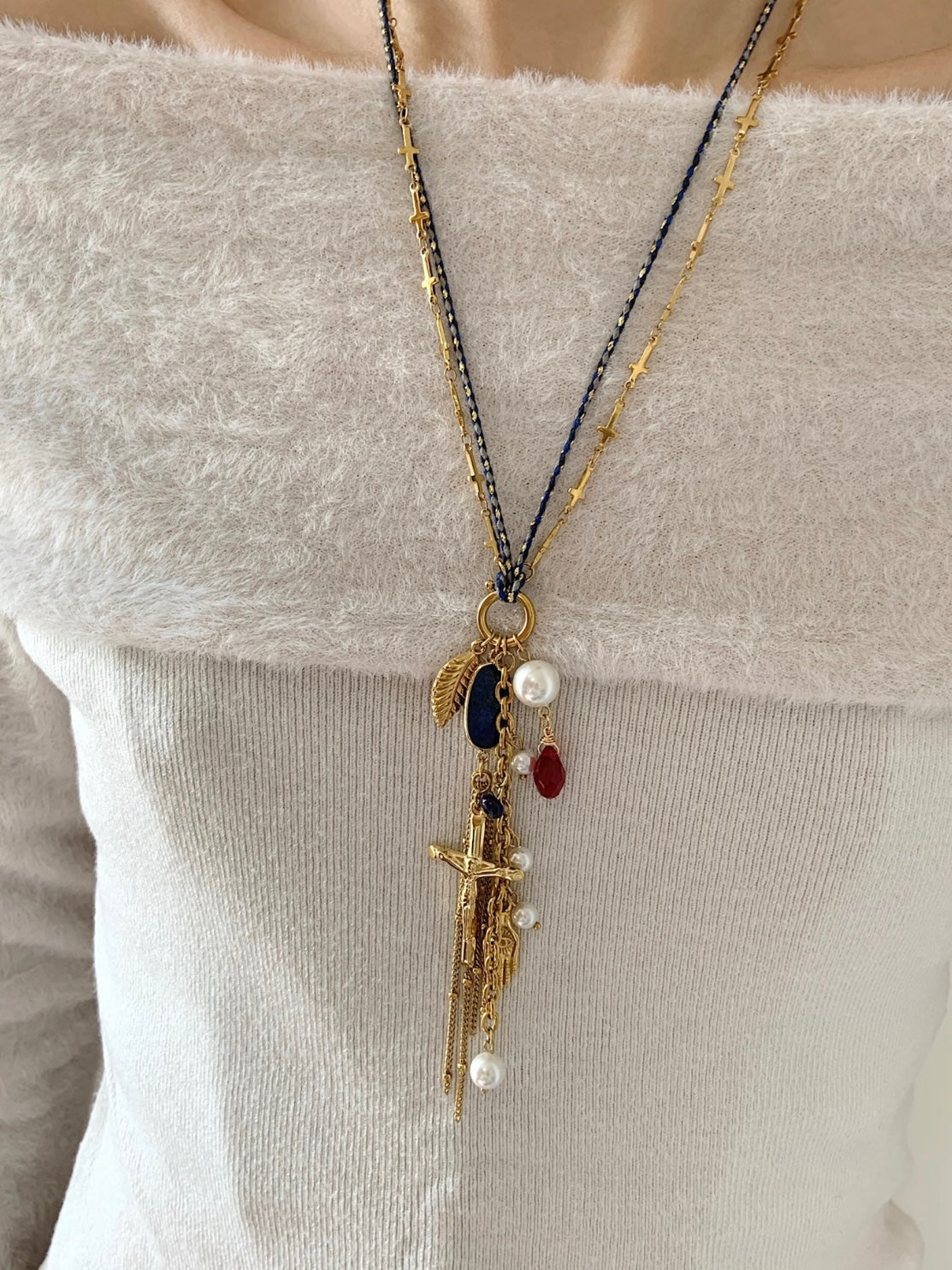 Harley hand woven sun lapis lazuli necklace