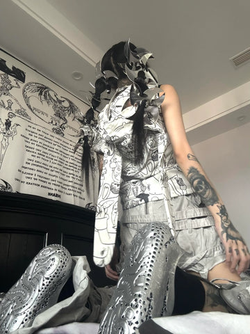 Midnight Grey Bunny Hooded Vest