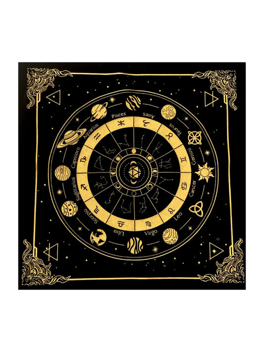 Twelve Constellations Moon Phase Tablecloth Tarot Velvet 49X49cm