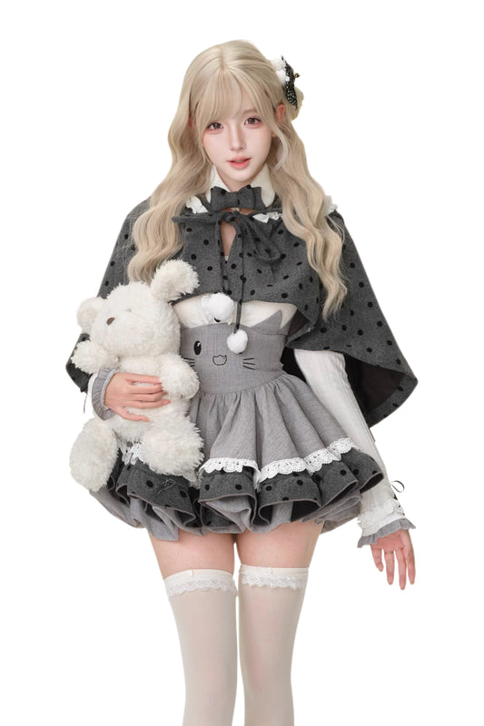 Grey Meow Doll Long Sleeve Comes with Bow Tie Set