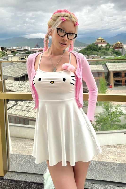 Cute kitty embroidered dress
