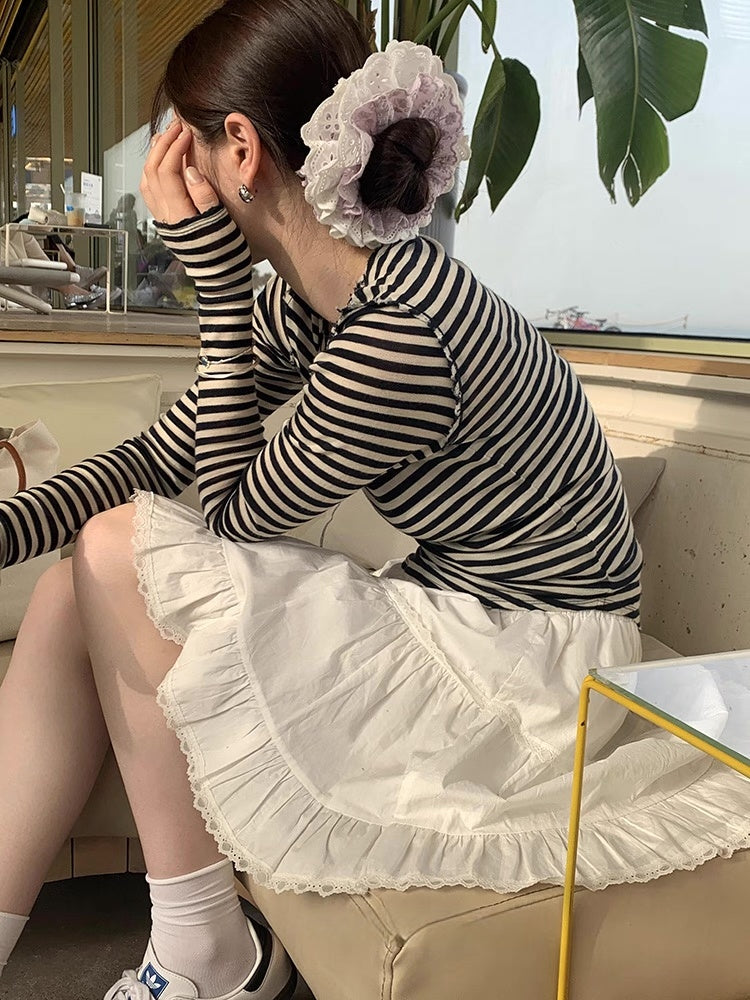 Purple~Double layer Exquisite Embroidered Lace Scrunchie