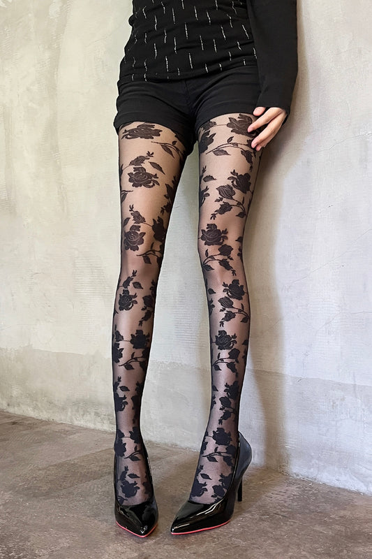 Three dimensional rose tights