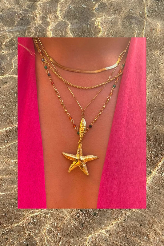 Starfish Earrings+Layered Necklace
