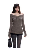 off shoulder knitted sweater