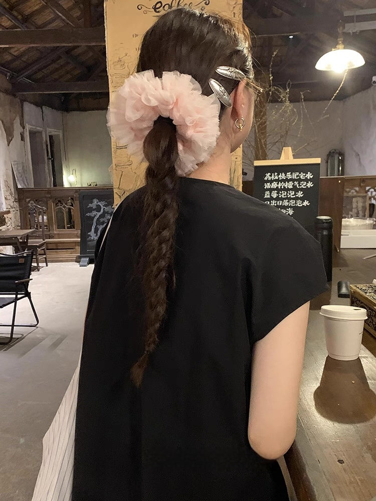 Lace mesh temperament scrunchie