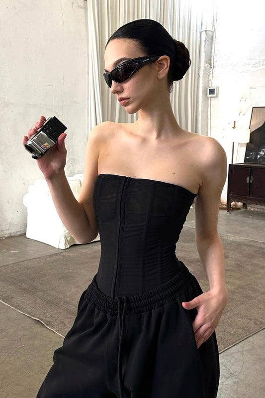Mesh tube top black