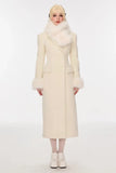Woolen hourglass waist cinching double-sided woolen long coat