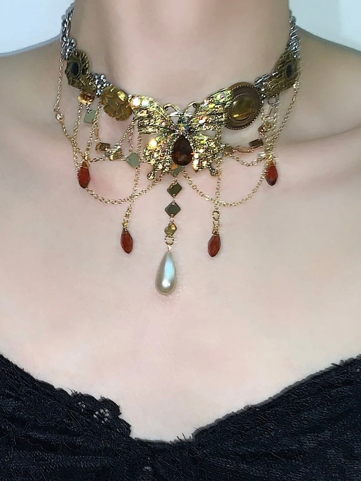 Golden Butterfly Layed Necklace