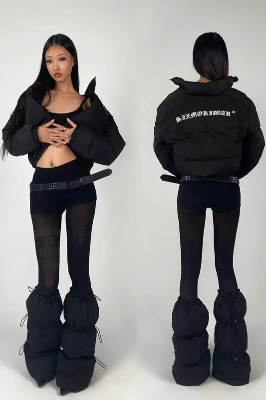 Embroidered cotton-padded jacket with letters