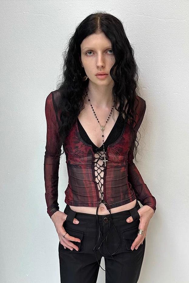 Butterfly strap printed cardigan