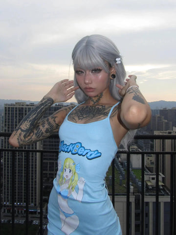 Summer Bikini Angel Girl Blue Dress